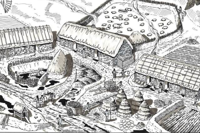 An artist's impression of the old farmstead at Wee Bruach, which illegal whisky is likely to have been distilled. PIC: Contributed.
