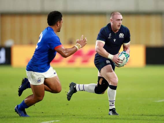 It may not have been a try, but Stuart Hogg's whopper of a drop goal was a highlight of Scotland's 34-0 win over Samoa in Kobe. Picture: Getty Images