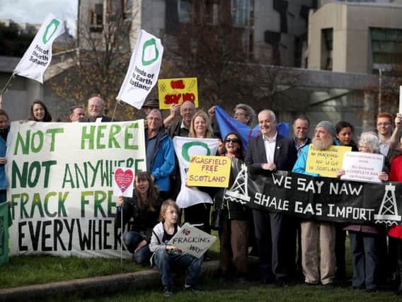 Anti-fracking campaigners outside Holyrood
