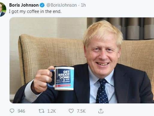 Boris Johnson tweeted this post after the incident at the Conservative Party conference