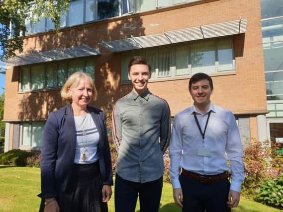 From left: Edge Testing MD Sharon Hamilton with academy graduates Grant Martin and Stuart Dougans. Picture: Contributed
