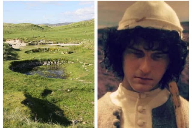Cladh Hallan on South Uist where bodies mummified in peat were discovered (left) and a reconstruction of Gunnister Man, who was found in peat in Shetland after possibly becoming lost in bad weather. PICS: Creative Commons/Shetland Museum and Archive.