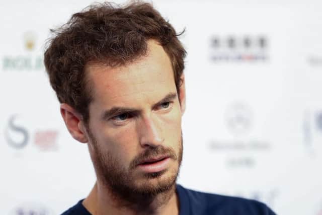 A tired-looking Andy Murray speaks to the media after his gruelling three-set encounter with Cameron Norrie