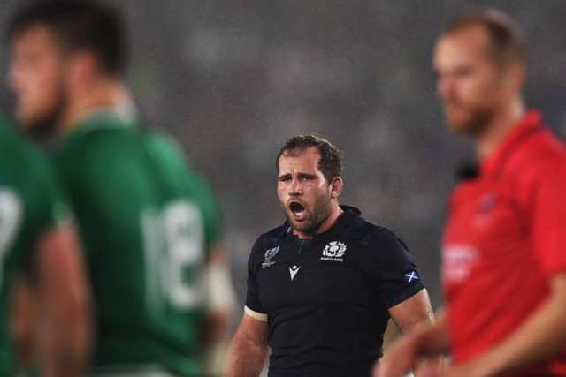 Fraser Brown had a stint off the bench in his old openside flanker position against Ireland and may need to perform a similar role against Russia. Picture: Getty Images