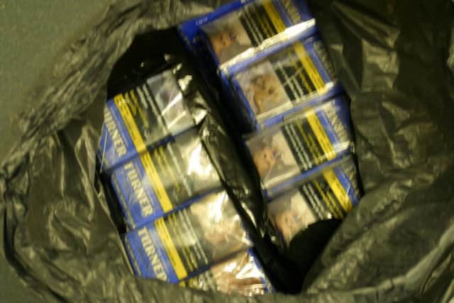 Some of the 900 kilos of illicit tobacco seized from the van of Ahsan Javed. Picture: SWNS