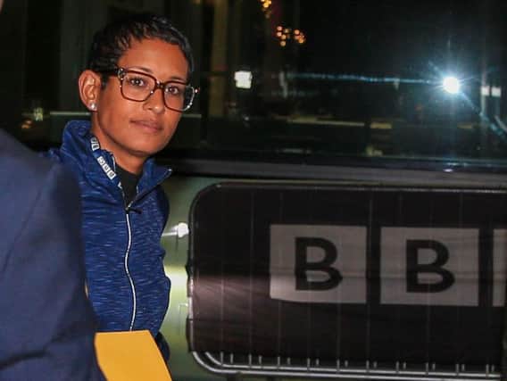 Naga Munchetty arrives at the BBC
