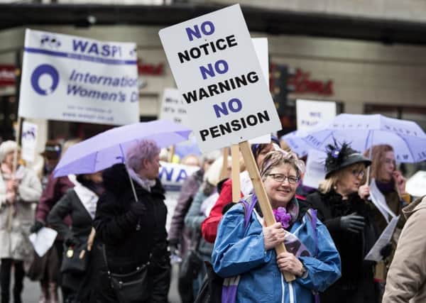 Women caught in limbo by a change to the retirement age protest in Glasgow (Picture: John Devlin)