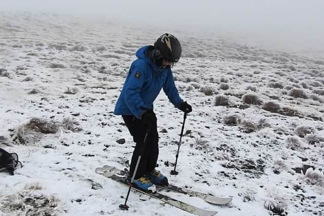 Helen Rennie, the first person ever to ski for 120 consecutive months on Scottish snow