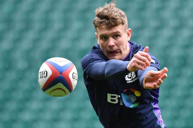 Darcy Graham, as the youngest member of the Scotland squad, has been charged with the menial duties. Picture: AFP/Getty
