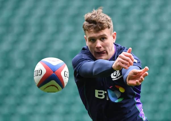 Darcy Graham, as the youngest member of the Scotland squad, has been charged with the menial duties. Picture: AFP/Getty
