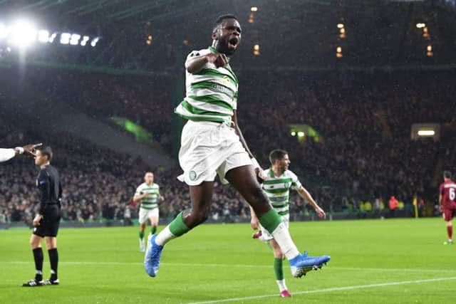 Odsonne Edouard celebrates opening the scoring for Celtic against CFR Cluj. Picture: Rob Casey/SNS