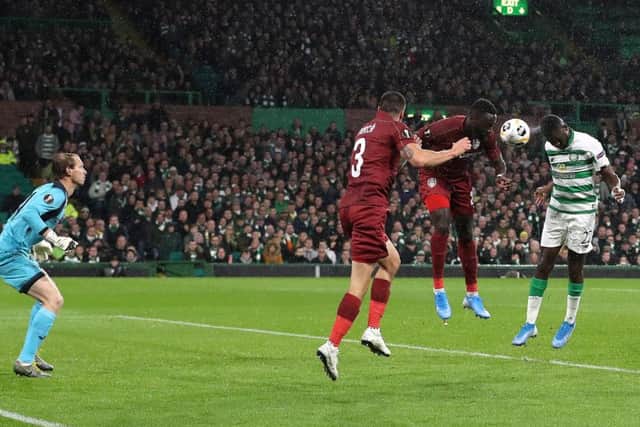 Odsonne Edouard heads Celtic in front. Picture: Getty