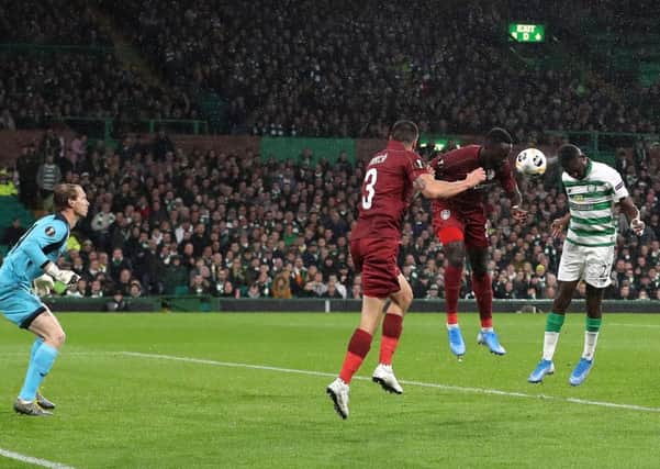 Odsonne Edouard heads Celtic in front. Picture: Getty