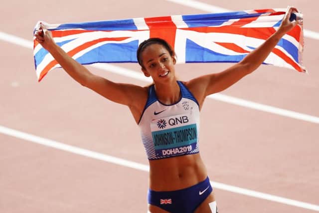 Katarina Johnson-Thompson celebrates her world championship victory. Picture: Maja Hitij/Getty