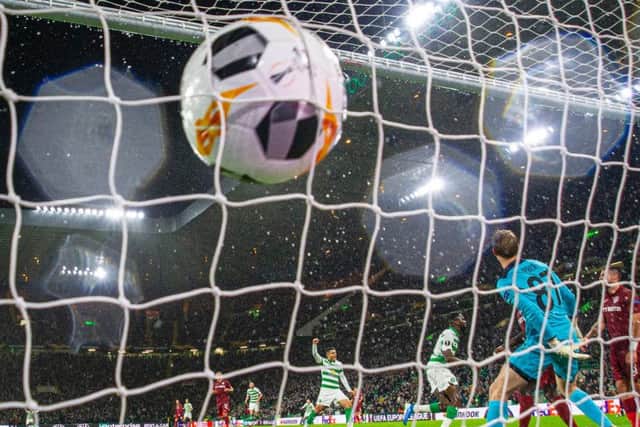 The ball hits the back of the net as Odsonne Edouard opens the scoring.
