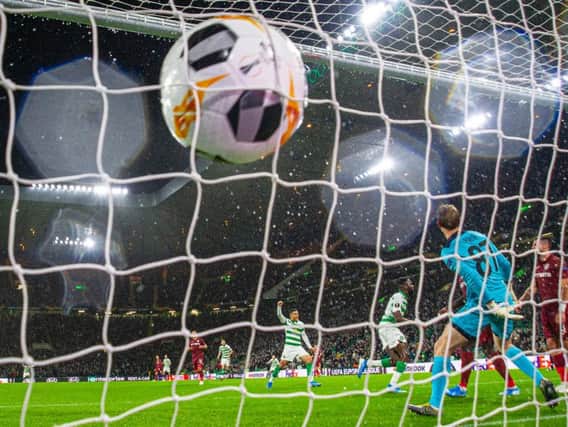 The ball hits the back of the net as Odsonne Edouard opens the scoring.