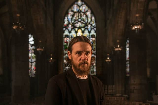 Sives as John Knox in St Giles Cathedral, Edinburgh, for Linda McLean's play Glory on Earth at the Royal Lyceum Theatre Edinburgh, in 2017. Picture Aly Wight
