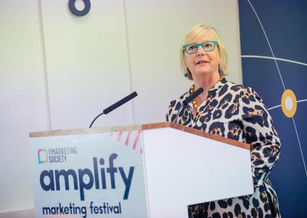 Jan Gooding of Stonewall delivers The Ogilvy Lecture at The Amplify Marketing Festival at the University of Edinburgh Business School