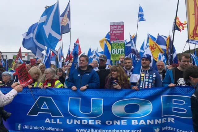 Comedian Janey Godley was among those leading the march. PIC: Lisa Ferguson