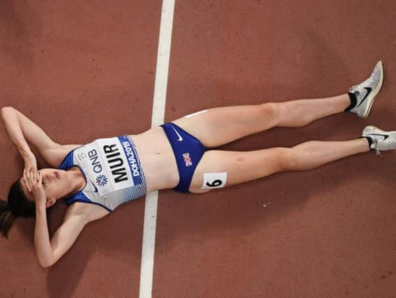 Laura Muir is flat out after an extremely fast 1500m final. Picture: Antonin Thuillier/AFP via Getty Images