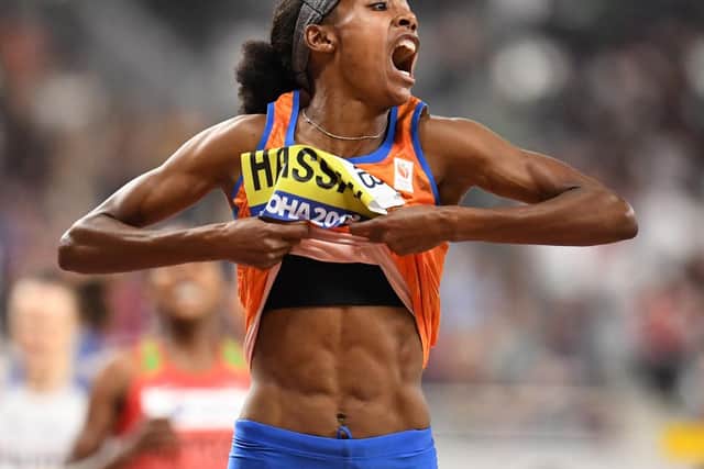 Netherlands' Sifan Hassan reacts after winning the women's 1500m final. Picture: AFP via Getty Images