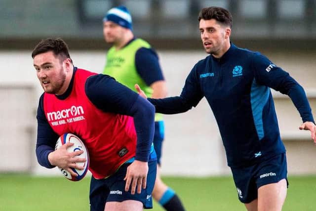 Zander Fagerson, left, has been impressed by the Russian scrum. Picture: SRU/SNS