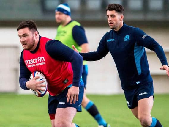 Zander Fagerson, left, has been impressed by the Russian scrum. Picture: SRU/SNS