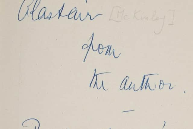 The early edition of Fleming's first novel, Casino Royale, has an inscription from the author which reads: "Alastair, from the Author, Read & Burn". Picture: SWNS