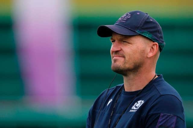 Gregor Townsend looks on as Scotland train in the Hamamutsu district of Shizuoka today. Picture: Getty Images