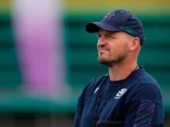 Gregor Townsend looks on as Scotland train in the Hamamutsu district of Shizuoka today. Picture: Getty Images