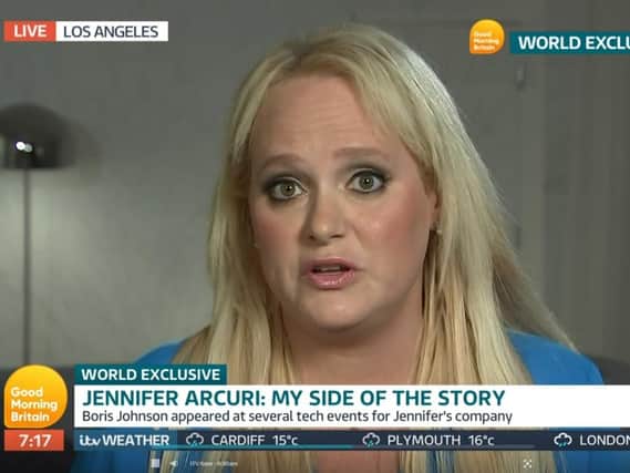 Jennifer Arcuri, the American businesswoman at the centre of a storm over her association with Boris Johnson, being interviewed on ITV's Good Morning Britain. Picture: ITV/PA