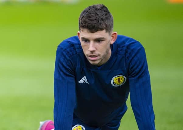 Celtic midfielder Ryan Christie in training with Scotland the day after his red card against Livingston. Picture: Bill Murray/SNS