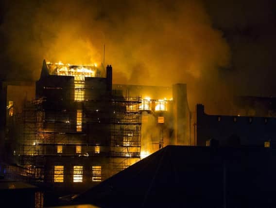 Flames engulfed the world-renowned Mackintosh building in Glasgow's city centre. Picture John Devlin