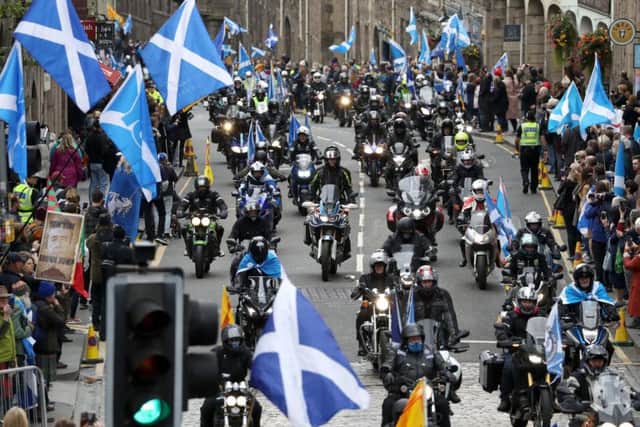 Bikers leading the march. Picture: PA