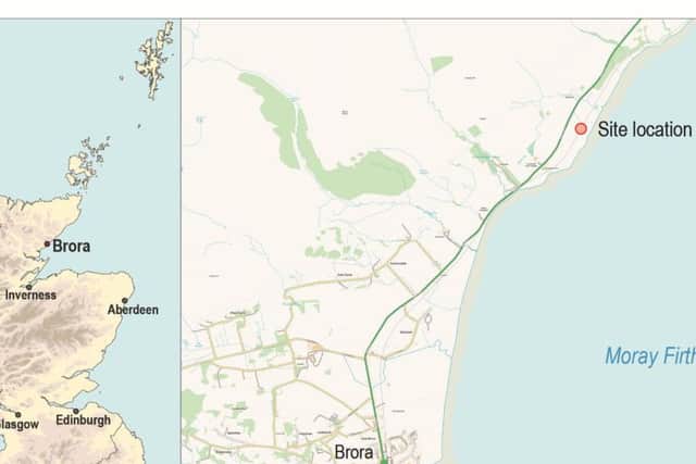 Location map showing the site of the former inn, near Brora. PIC: GUARD Archaeology.