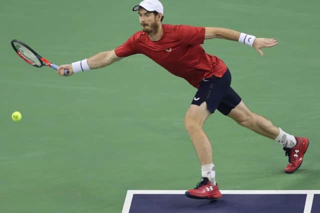 Andy Murray plays a shot during his match against Fabio Fognini. Pic: Getty
