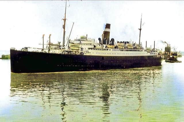 The passenger ship SS Athenia which was sunk by torpedo a few hours after the declaration of war in 1939 with the loss of 117 lives, giving Lewis its first casulaties of the conflict. Picture: National Archives of Canada