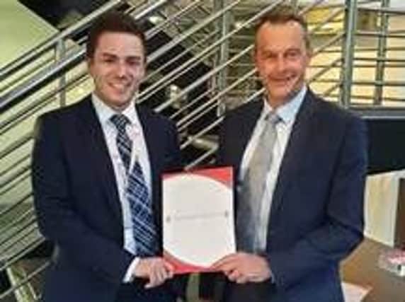 From left: Lewis Campbell, managing director at Target Healthcare Group, with Grant Bett, relationship director at HSBC UK. Picture: Contributed