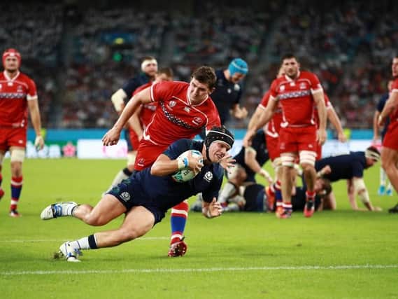 Scotland kept their World Cup dream alive following a resounding 61-0 victory over Russia. (Getty Images)