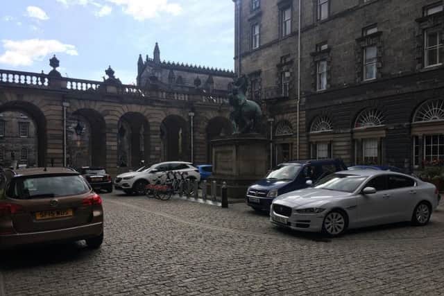 Cars parked outside Edinburgh City Chambers