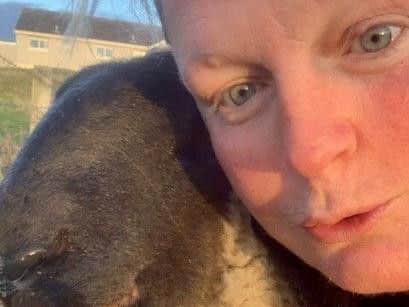 Crofter Melanie MacLean, 50, made a 540-mile round trip from Benbecula in the Outer Hebrides to a farm near Fraserburgh, Aberdeenshire to save her lamb Norman from slaughter. Picture: SWNS