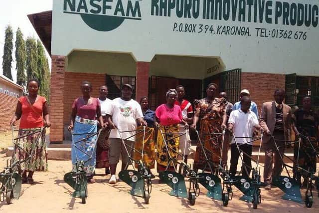 Women rice farmers in Karonga, trying out their new ploughs (Picture: JTS)