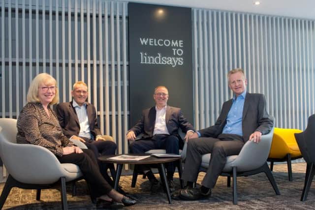 From left: Dot Rankin and Ross Hadden with Alasdair Cummings and Ian Beattie of Lindsays. Picture: contributed.