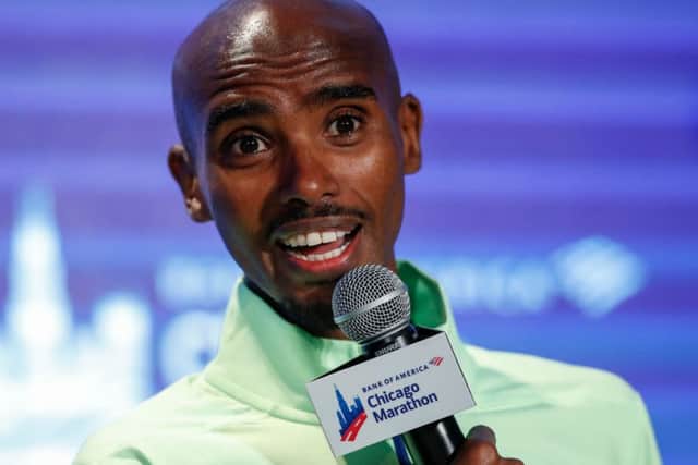 Mo Farah speaks ahead of the Chicago Marathon. Picture: AFP via Getty Images