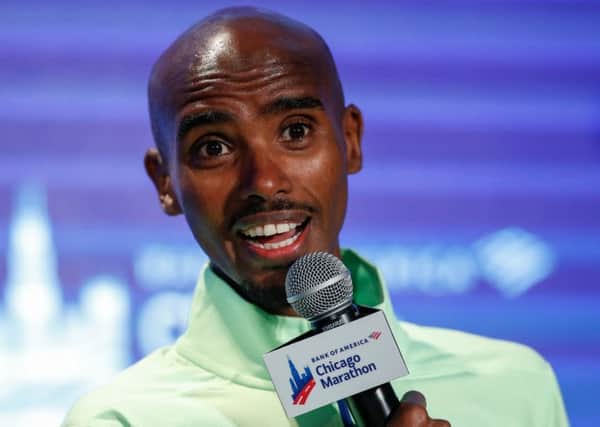 Mo Farah speaks ahead of the Chicago Marathon. Picture: AFP via Getty Images
