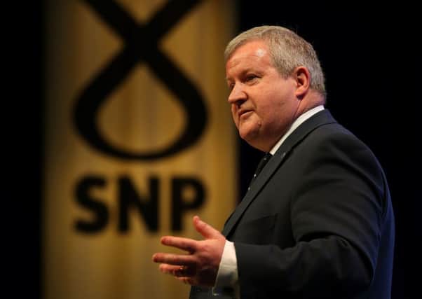 Westminster SNP leader Ian Blackford speaks during the SNP spring conference at the EICC in Edinburgh. Picture: Andrew Milligan/PA Wire
