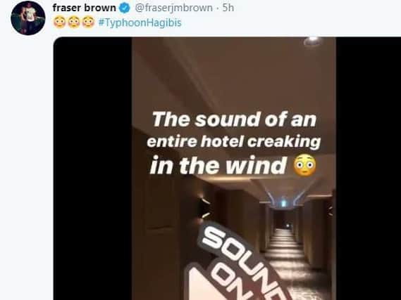 Scottish rugby player Fraser Brown tweeted a dramatic video.
