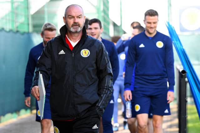 Scotland coach Steve Clarke at training at the Oriam ahead of the San Marino game. Picture: Craig Williamson/SNS