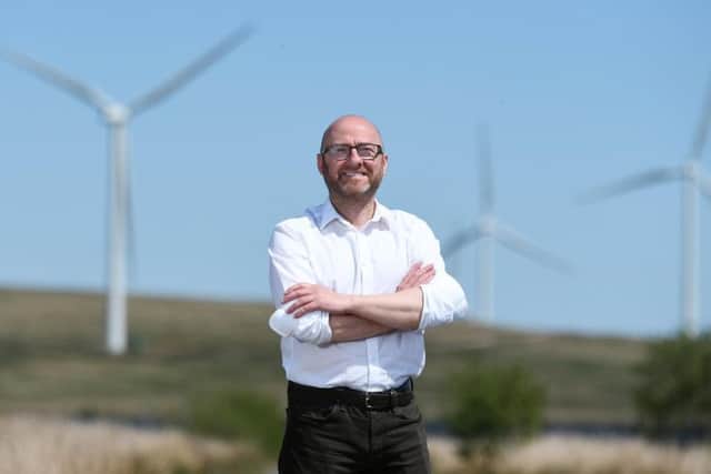 Patrick Harvie, co-convener of the Scottish Green Party at the Whitelee Wind Farm in Glasgow. Picture: John Devlin