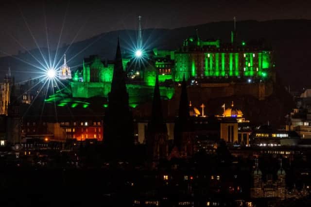 Edinburgh Castle turned green to mark the beginning of Climate Week.